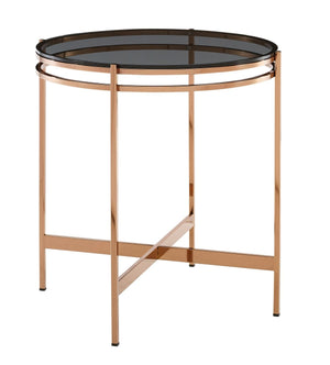 VIG Furniture Modrest Bradford - Modern Smoked Glass & Rosegold Small End Table VGEWCT1011-1AA-ET
