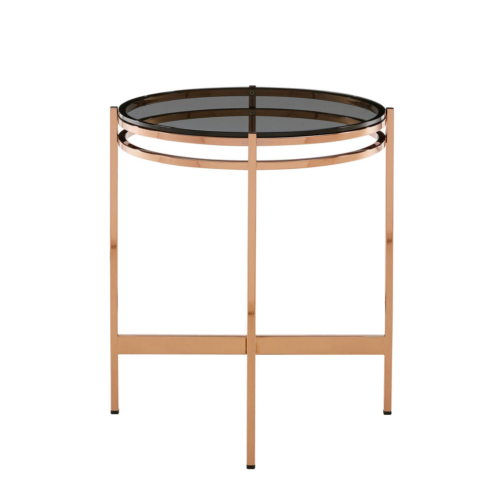 VIG Furniture Modrest Bradford - Modern Smoked Glass & Rosegold Small End Table VGEWCT1011-1AA-ET