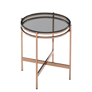 VIG Furniture Modrest Bradford - Modern Smoked Glass & Rosegold Small End Table VGEWCT1011-1AA-ET