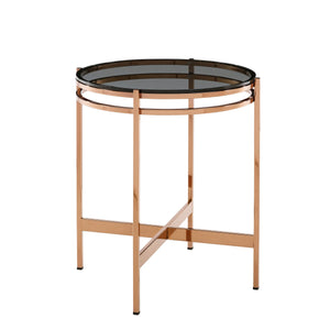 VIG Furniture Modrest Bradford - Modern Smoked Glass & Rosegold End Table VGEWCT1011-1BA-ET
