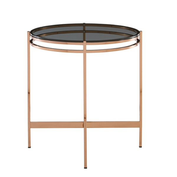 VIG Furniture Modrest Bradford - Modern Smoked Glass & Rosegold End Table VGEWCT1011-1BA-ET