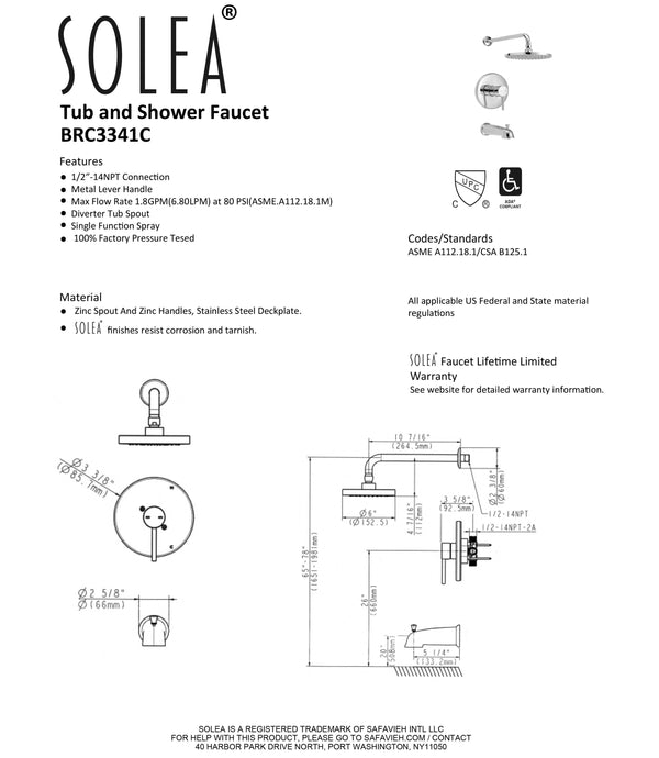 Safavieh Evoke Bathroom Combination Chrome Chrome BRC3341C 889048537354