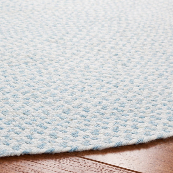Braided 801 Hand Woven 100% Polyester Contemporary Rug Ivory / Light Blue 100% Polyester BRD801B-8R