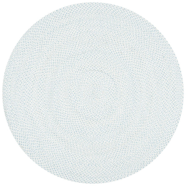 Braided 801 Hand Woven 100% Polyester Contemporary Rug Ivory / Light Blue 100% Polyester BRD801B-8R