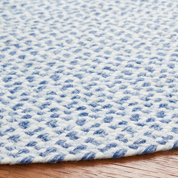 Braided 801 Hand Woven 100% Polyester Contemporary Rug Blue / Ivory 100% Polyester BRD801M-9R