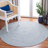 Braided 801 Hand Woven 100% Polyester Contemporary Rug Blue / Ivory 100% Polyester BRD801M-9R