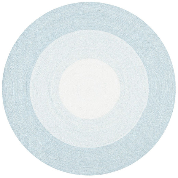 Braided 802 Hand Woven 100% Polyester Contemporary Rug Aqua / Ivory 100% Polyester BRD802J-8R