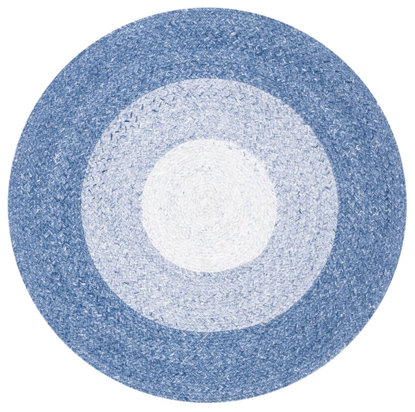 Braided 802 Hand Woven 100% Polyester Contemporary Rug Blue / Ivory 100% Polyester BRD802M-9R