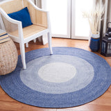 Braided 802 Hand Woven 100% Polyester Contemporary Rug Blue / Ivory 100% Polyester BRD802M-9R