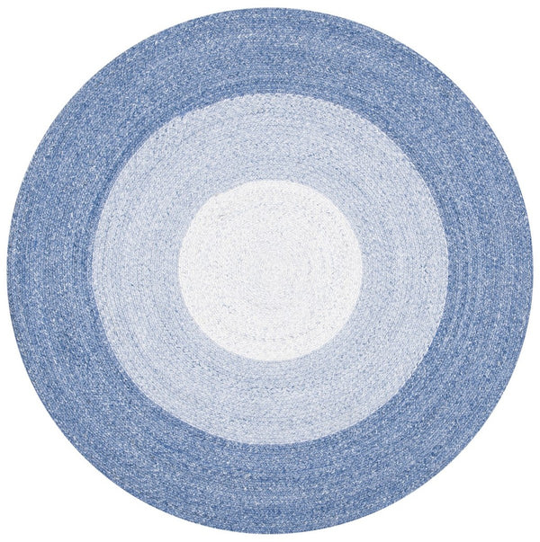 Braided 802 Hand Woven 100% Polyester Contemporary Rug Blue / Ivory 100% Polyester BRD802M-9R