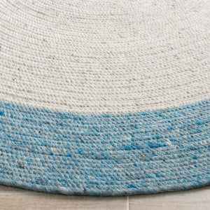 Braided 902 Contemporary Hand Woven 60% Wool, 40% Cotton Rug Ivory / Blue