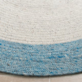 Braided 902 Contemporary Hand Woven 60% Wool, 40% Cotton Rug Ivory / Blue