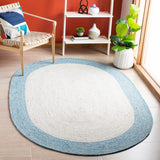 Braided 902 Contemporary Hand Woven 60% Wool, 40% Cotton Rug Ivory / Blue