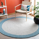 Braided 902 Contemporary Hand Woven 60% Wool, 40% Cotton Rug Ivory / Blue