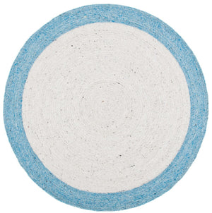 Braided 902 Contemporary Hand Woven 60% Wool, 40% Cotton Rug Ivory / Blue