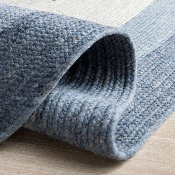 Braided 903 Contemporary Hand Woven 60% Wool, 40% Cotton Rug Ivory / Blue