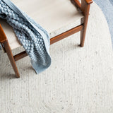 Braided 903 Contemporary Hand Woven 60% Wool, 40% Cotton Rug Ivory / Blue