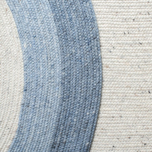 Braided 903 Contemporary Hand Woven 60% Wool, 40% Cotton Rug Ivory / Blue