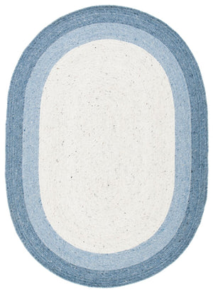 Braided 903 Contemporary Hand Woven 60% Wool, 40% Cotton Rug Ivory / Blue