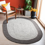 Braided 904 Contemporary Hand Woven 60% Wool, 40% Cotton Rug Charcoal / Ivory