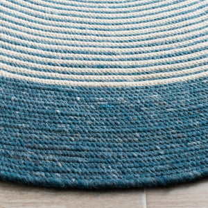 Braided 904 Contemporary Hand Woven 60% Wool, 40% Cotton Rug Teal / Ivory