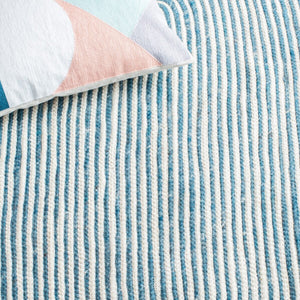 Braided 904 Contemporary Hand Woven 60% Wool, 40% Cotton Rug Teal / Ivory