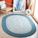 Braided 904 Contemporary Hand Woven 60% Wool, 40% Cotton Rug Teal / Ivory