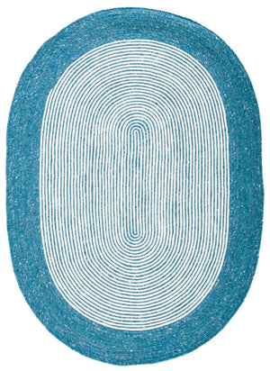 Braided 904 Contemporary Hand Woven 60% Wool, 40% Cotton Rug Teal / Ivory