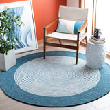 Braided 904 Contemporary Hand Woven 60% Wool, 40% Cotton Rug Teal / Ivory