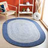 Braided 904 Contemporary Hand Woven 60% Wool, 40% Cotton Rug Navy / Ivory