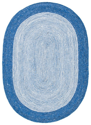 Braided 904 Contemporary Hand Woven 60% Wool, 40% Cotton Rug Navy / Ivory