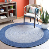 Braided 904 Contemporary Hand Woven 60% Wool, 40% Cotton Rug Navy / Ivory