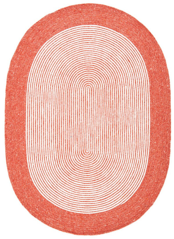 Braided 904 Contemporary Hand Woven 60% Wool, 40% Cotton Rug Red / Ivory