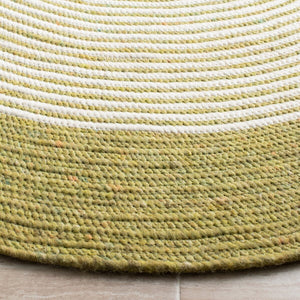 Braided 904 Contemporary Hand Woven 60% Wool, 40% Cotton Rug Green / Ivory