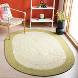 Braided 904 Contemporary Hand Woven 60% Wool, 40% Cotton Rug Green / Ivory