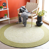 Braided 904 Contemporary Hand Woven 60% Wool, 40% Cotton Rug Green / Ivory