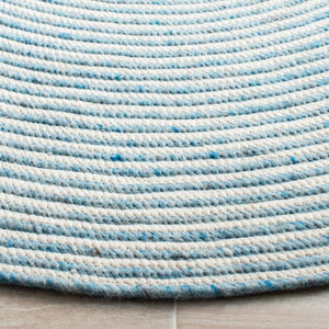 Braided 905 Contemporary Hand Woven 60% Wool, 40% Cotton Rug Blue / Ivory