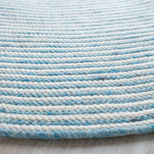 Braided 905 Contemporary Hand Woven 60% Wool, 40% Cotton Rug Blue / Ivory