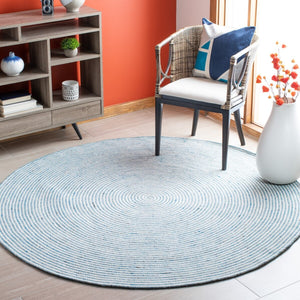 Braided 905 Contemporary Hand Woven 60% Wool, 40% Cotton Rug Blue / Ivory