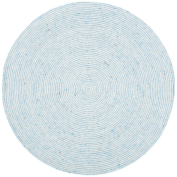 Braided 905 Contemporary Hand Woven 60% Wool, 40% Cotton Rug Blue / Ivory