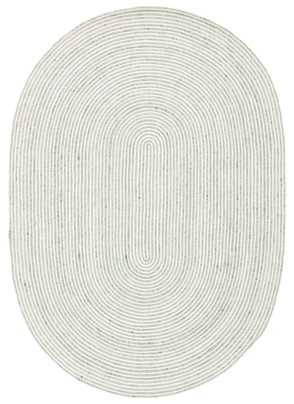 Braided 905 Contemporary Hand Woven 60% Wool, 40% Cotton Rug Green / Ivory