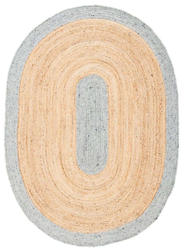 Braided 910 Contemporary Hand Woven 50%Jute, 25% Wool, 25% Cotton Rug Grey / Natural