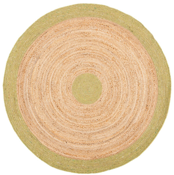 Braided 910 Contemporary Hand Woven 50%Jute, 25% Wool, 25% Cotton Rug Green / Natural