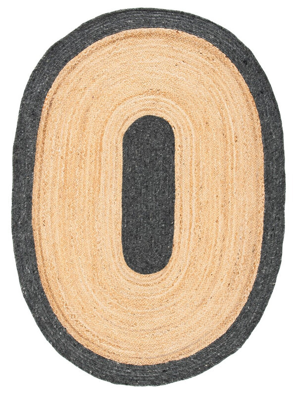 Braided 910 Contemporary Hand Woven 50%Jute, 25% Wool, 25% Cotton Rug Black / Gold