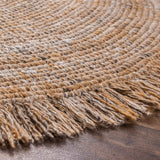 Braided 950 With Fringes  Hand Woven 100% Pet Yarn Rug Natural