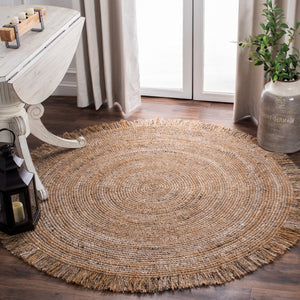 Braided 950 With Fringes  Hand Woven 100% Pet Yarn Rug Natural