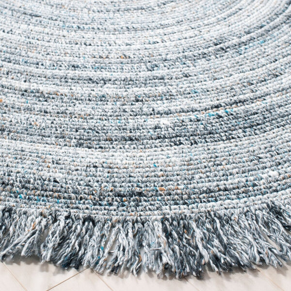 Braided 950 With Fringes  Hand Woven 100% Pet Yarn Rug Light Grey