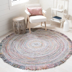 Braided 950 With Fringes  Hand Woven 100% Pet Yarn Rug Grey / Red