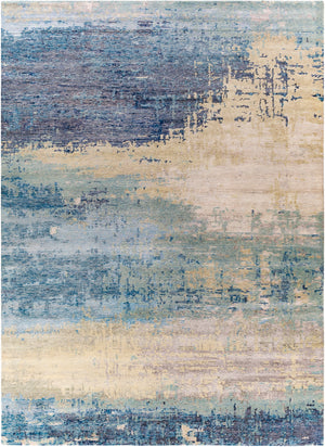 Baranof BRF-1000 Modern Viscose, Wool Rug BRF1000-811 Aqua, Ivory, Tan, Charcoal, Teal, Ink, Medium Gray 70% Viscose, 30% Wool 8' x 11'