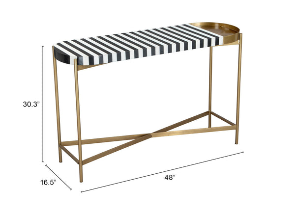 Zuo Modern Saber MDF, Iron Modern Commercial Grade Console Table Multicolor, Brass MDF, Iron